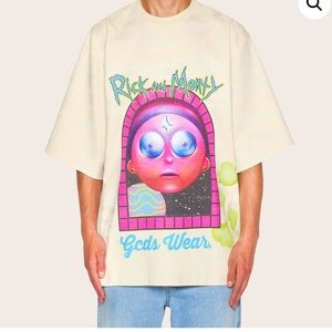GCDS Donna Oversized T-Shirt With Rick And Morty Prints Whitecap Grey | T-Shirt